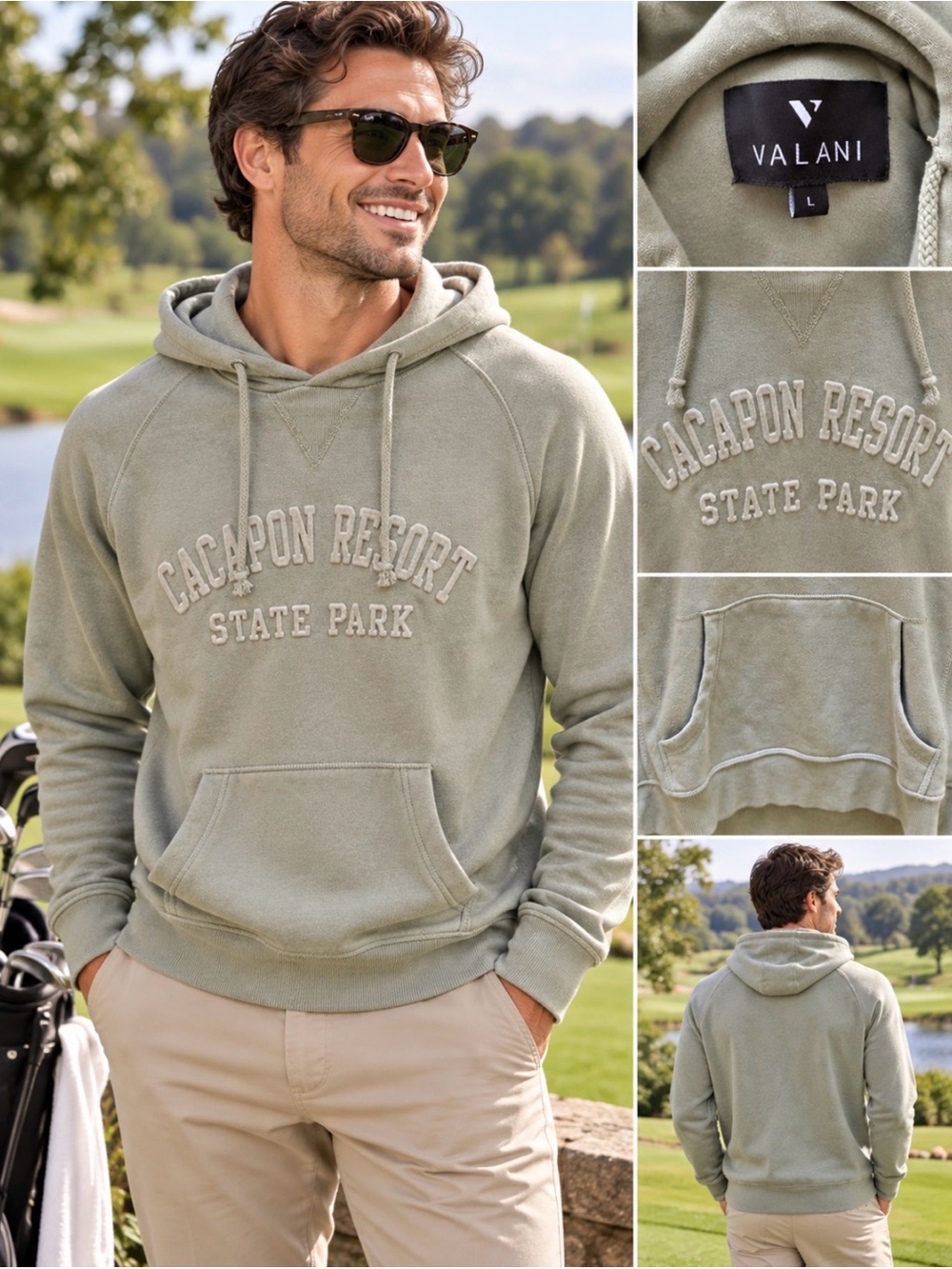 VALANI Cacapon Resort State Park Hooded Sweatshirt in Sage green Large mens
‘S